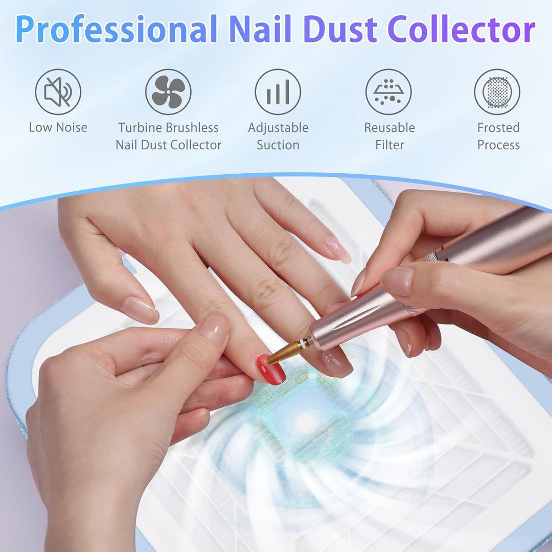 CGBE Staubabsaugung für nägel, 120W Nagelstaubsauger mit 2 Filter Saugstark Professionell Nagel Stau