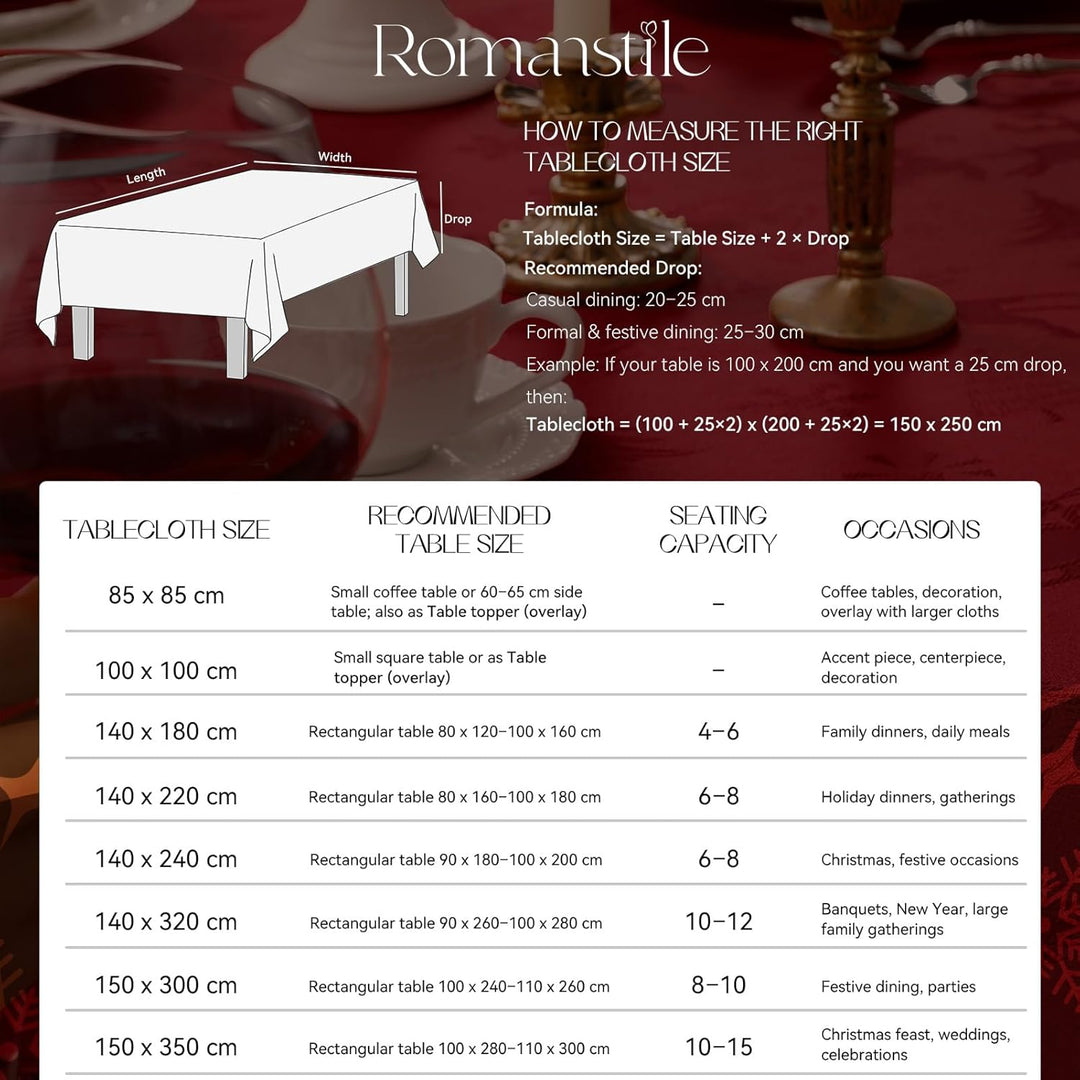 Romanstile Weihnachten Tischdecke rot abwaschbar 140x240 Jacquard Damask Rentier & Weihnachtsbaum,re