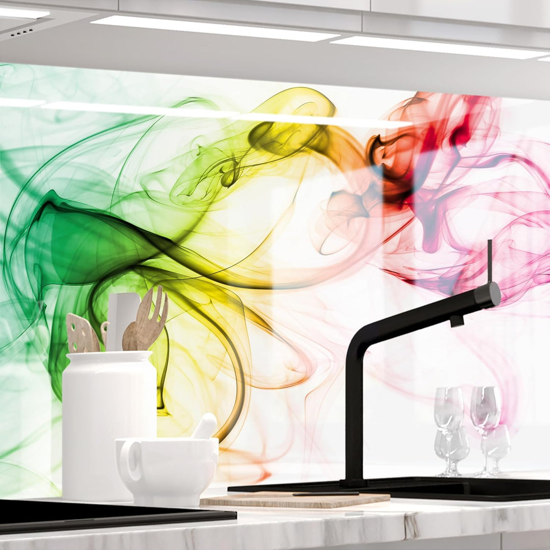 StickerProfis Küchenrückwand selbstklebend Glasoptik - BUNTER Rauch - 1.8mm, Versteift, alle Untergr
