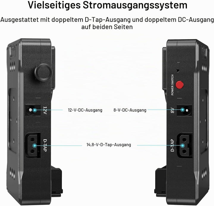 SMALLRIG V-Mount Akkuplattenadapter mit doppelter 15-mm-Stabklemme, für spiegellose/DSLR-Kamera, für