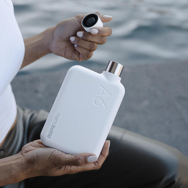 memobottle - EDELSTAHL (WEISS) | Robust, Auslaufsicher, Premium Trinkflasche | BPA-frei | Ideal für