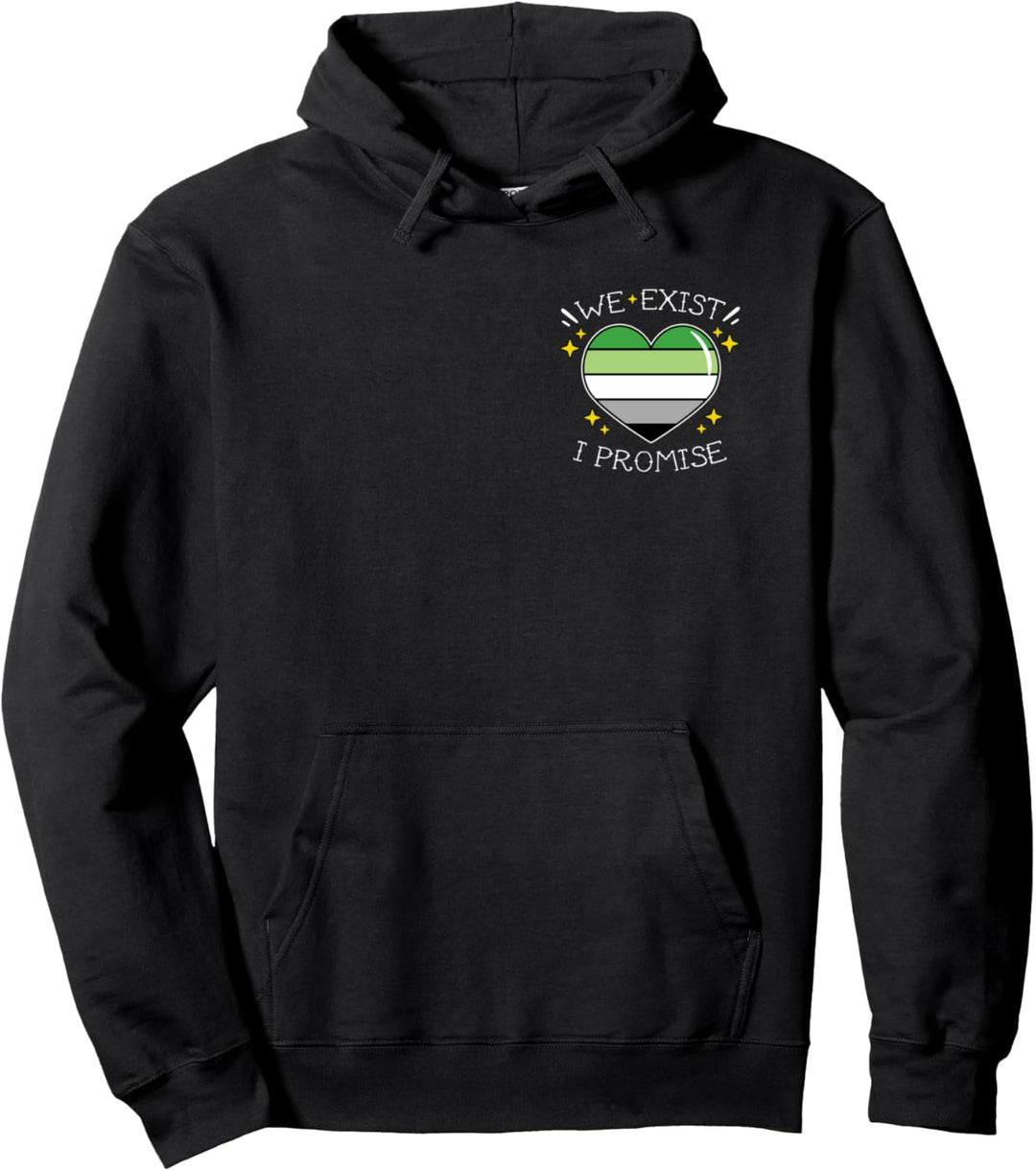 Aromantic Pride Gay Heart We Exist I Promise Pocket Pullover Hoodie