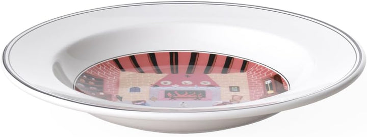 Villeroy und Boch Design Naif Suppenteller "Kamin", 21 cm, Premium Porzellan, Weiss/Bunt Suppentelle