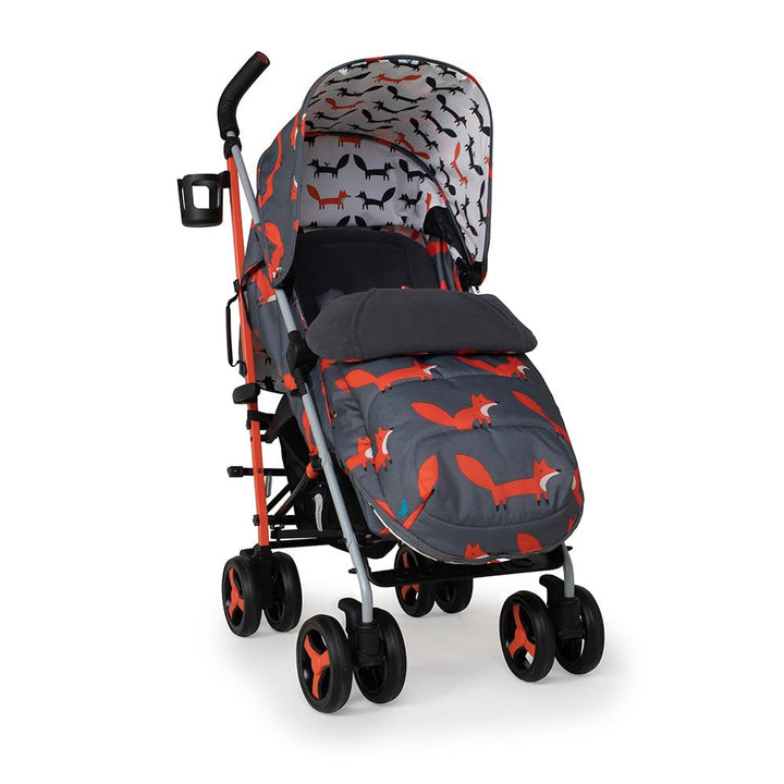 Cosatto Supa 3 Buggy mit Fusssack leicht faltbar (Charcoal Mister Fox) | Mit UPF100+ Verdeck, Regens