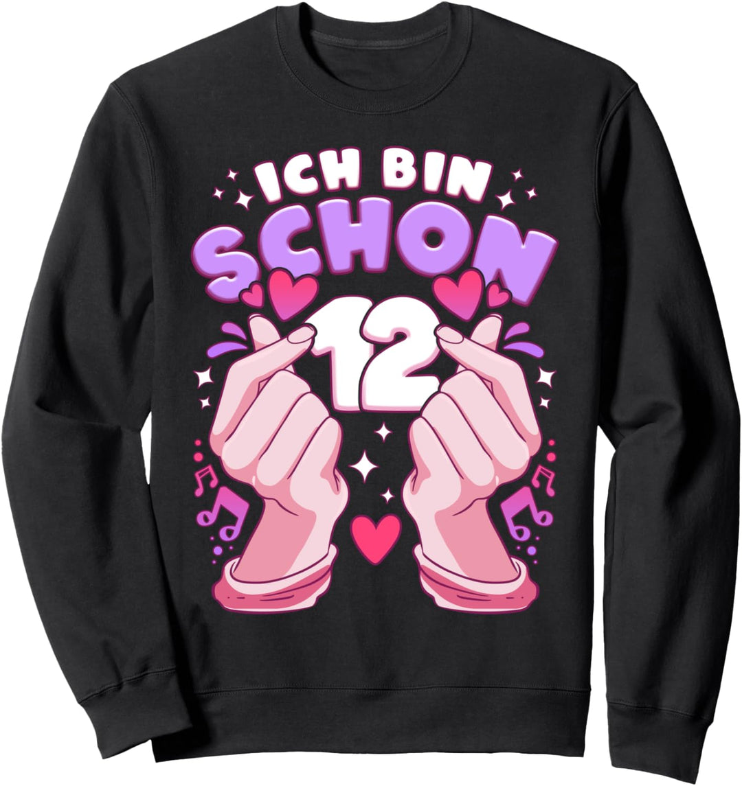 Geburtstag 12 Jahre, K-Pop Fingerherz, Saranghae Sweatshirt