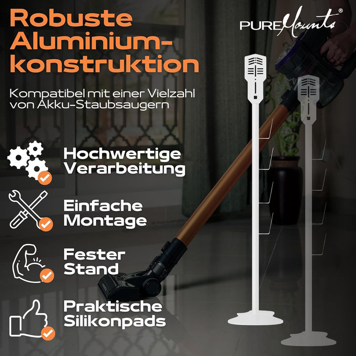 PureMounts Staubsauger Ständer Halterung universal kompatibel mit Dyson, Philips, Samsung, Bosch, Mi