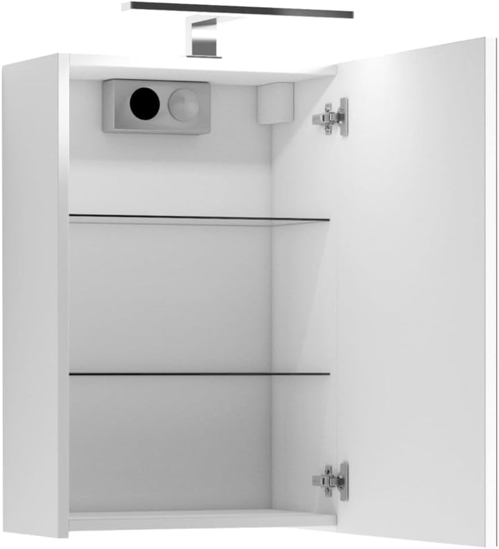 byLIVING Spiegelschrank SPREE, Badschrank mit LED Beleuchtung und Schalter-/ Steckerbox /Spiegeltür