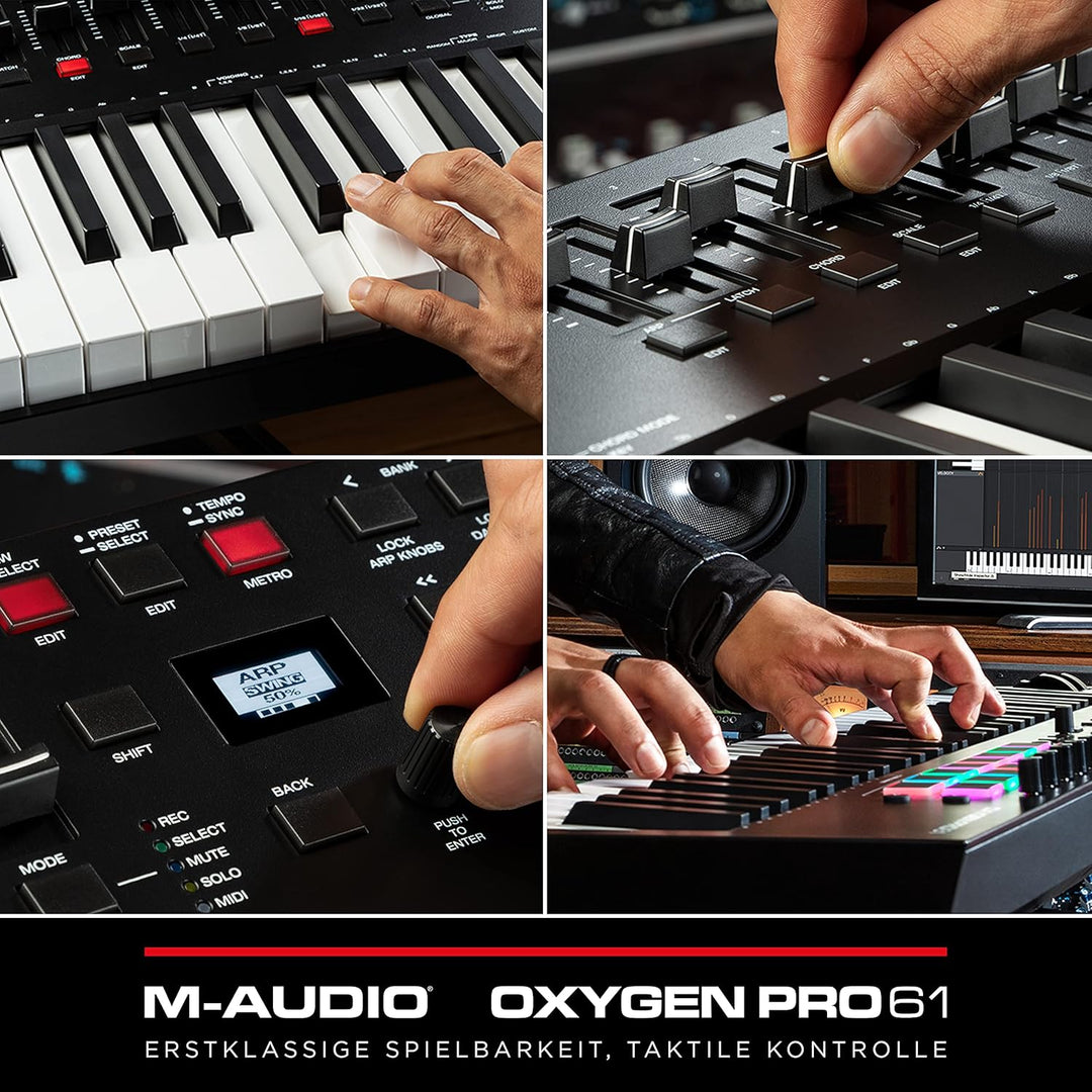 M-Audio Oxygen Pro 61 – 61-Tasten USB MIDI Keyboard Controller mit Beat Pads, MIDI-zuweisbaren Regle