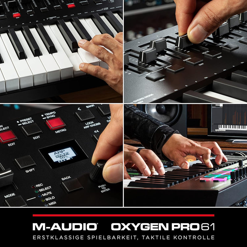 M-Audio Oxygen Pro 61 – 61-Tasten USB MIDI Keyboard Controller mit Beat Pads, MIDI-zuweisbaren Regle