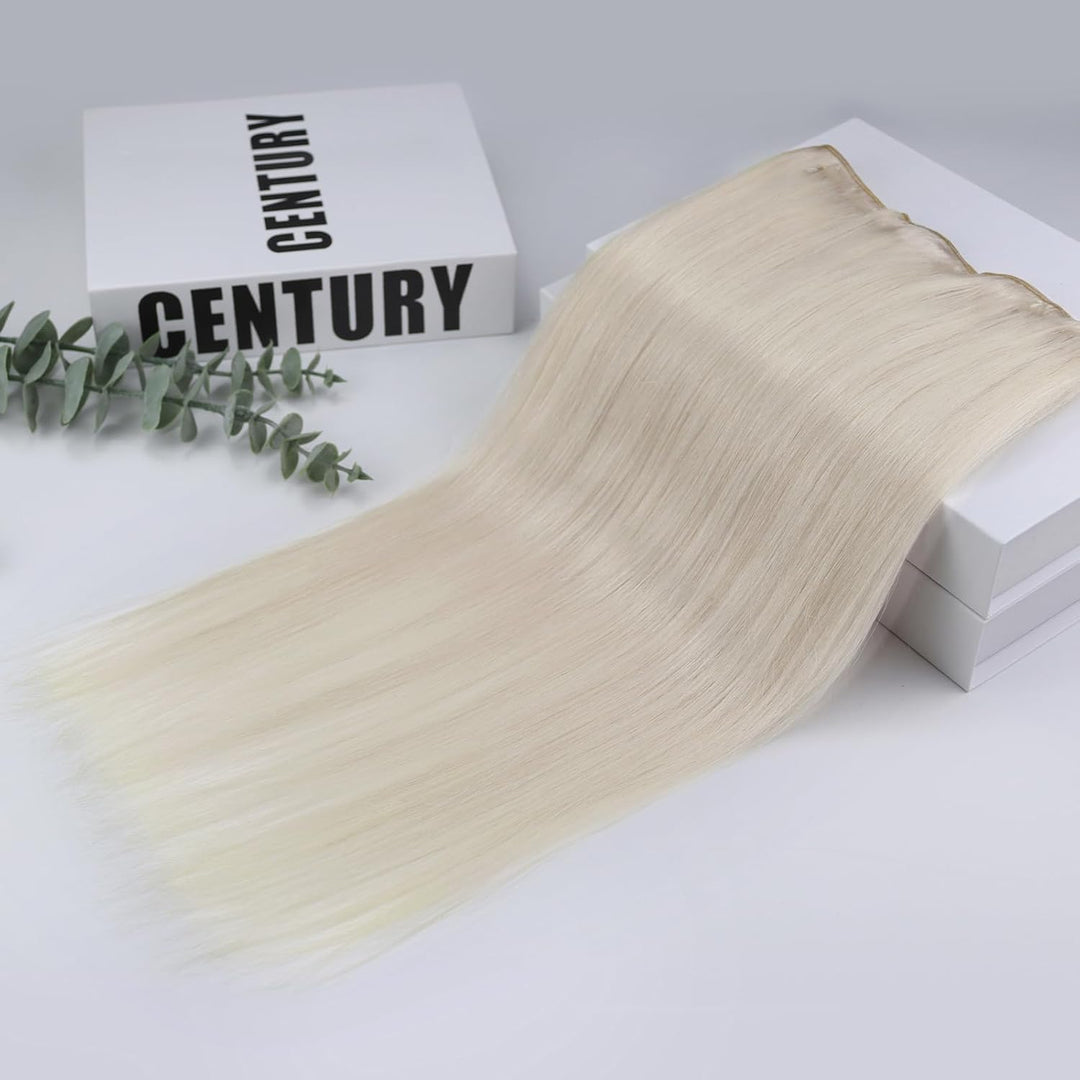 Fshine Invisible Clip in Extensions Echthaar Blond Hair Extensions Clip in Echthaar Weissblond 30cm