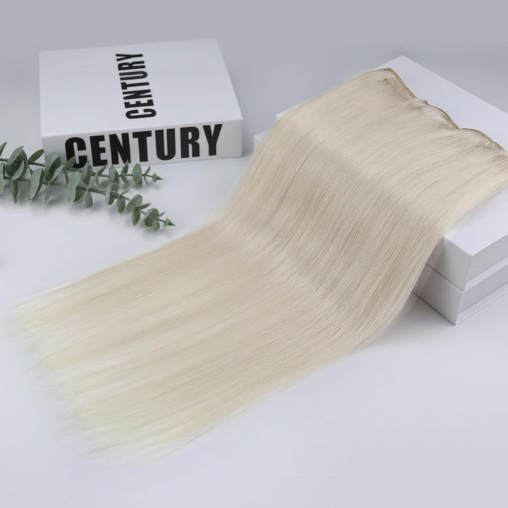 Fshine Invisible Clip in Extensions Echthaar Blond Hair Extensions Clip in Echthaar Weissblond 30cm