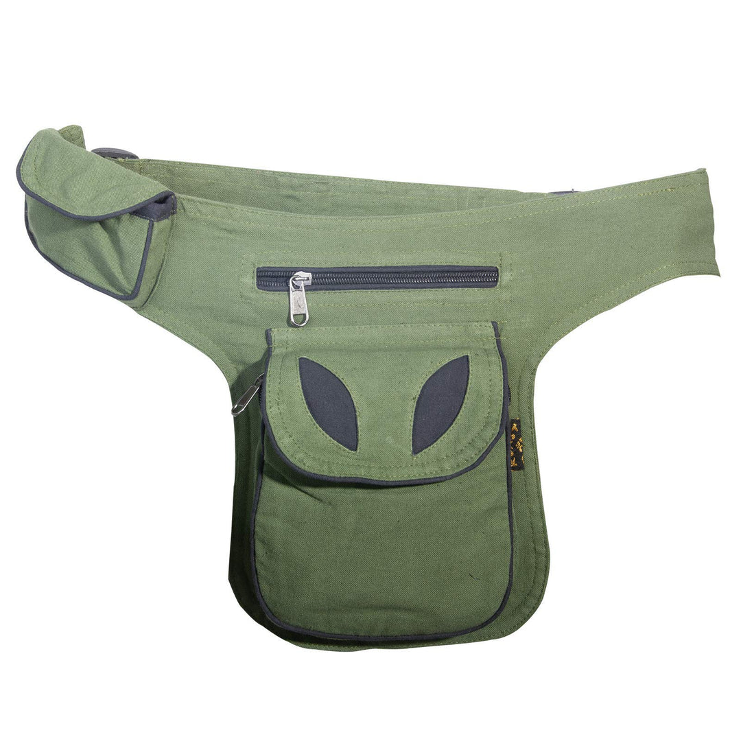 Kunst und Magie Goa Schulter-Bauchtasche Gürteltasche Hippie Psy Army Green / Schwarz, Army Green /