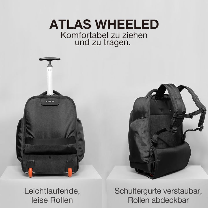 Everki 122 Atlas Wheeled Laptop Rucksack mit Rollen für 13 bis 17,3 Zoll Laptops - Plus Kit mit Kabe