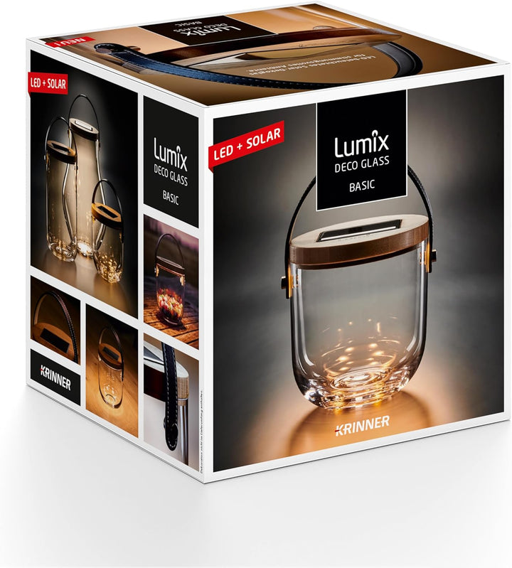 Lumix® LED-Solar-Laterne Deco Glas Basic 15cm mit USB-Anschluss und Touch-Funktion 1 Stück 22500, So