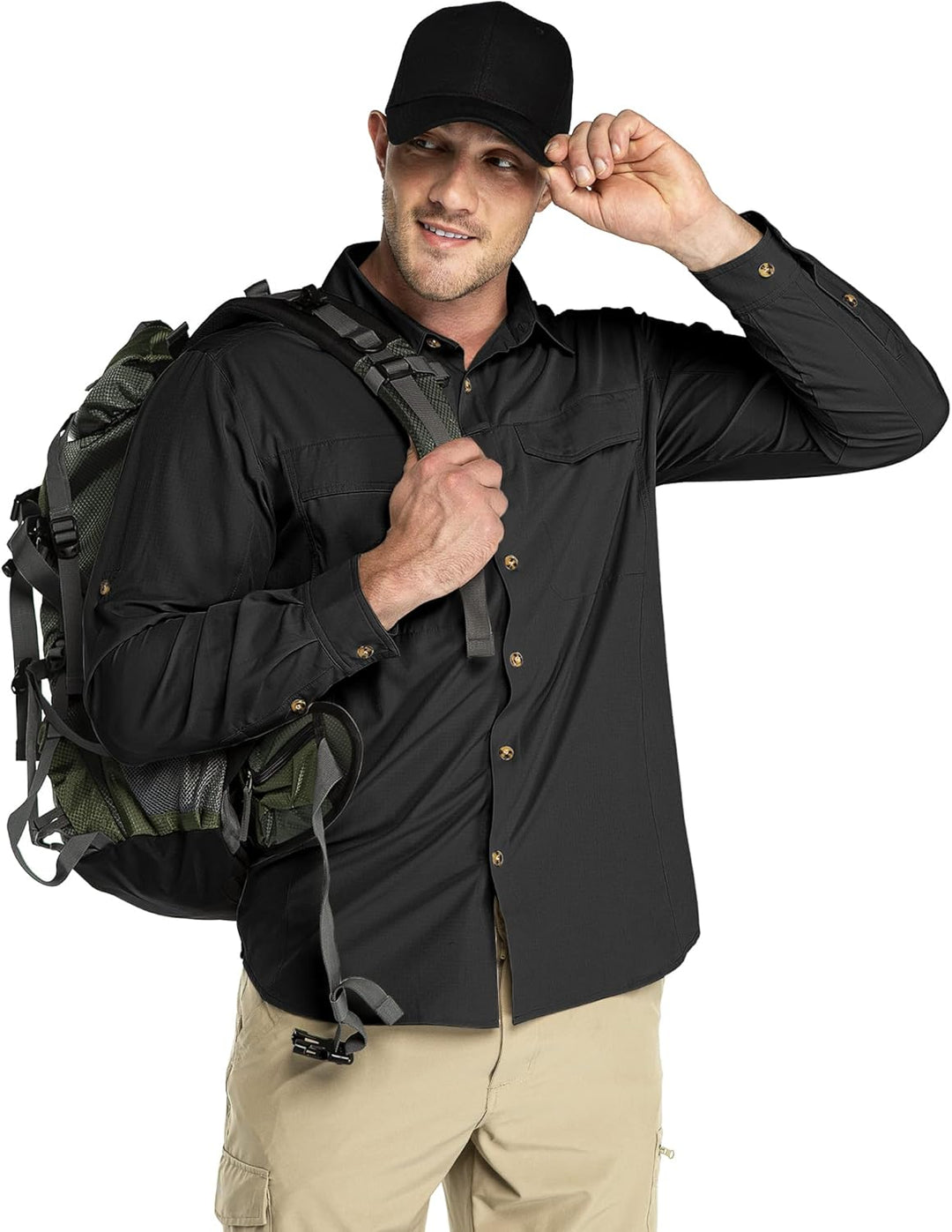 Outdoor Ventures Hemd Herren Freizeithemd Langarm Outdoor Shirt Atmungsaktive Schnell Trocknende Fun