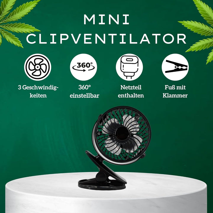 PREMIUM 230V Ventilator Grow mit Kabel für Steckdose Clip Klipp Klemme Klemmventilator I Clipventila