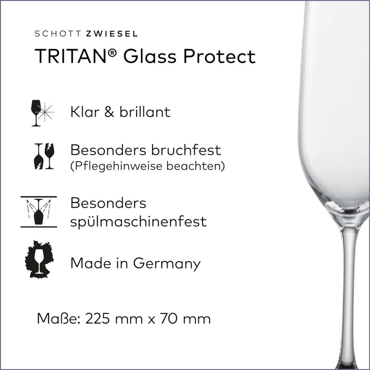 SCHOTT ZWIESEL Sektglas Viña (6er-Set), zeitlose Proseccogläser mit Moussierpunkt, spülmaschinenfest
