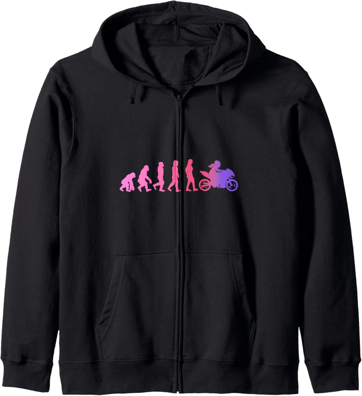 Motorradfahrerin Geschenk Bikerin Evolution Motorrad Frauen Kapuzenjacke