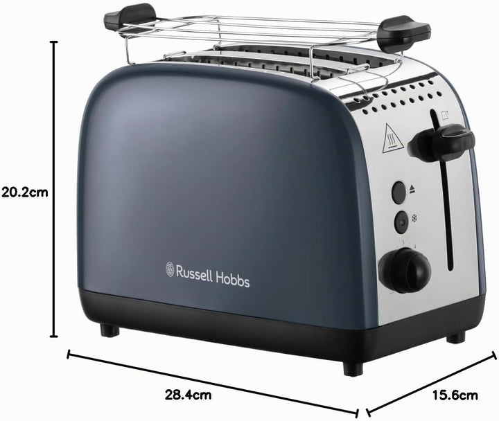 Russell Hobbs Toaster [für 2 Scheiben] Colours Plus Edelstahl Grau (extra breite Toastschlitze, inkl