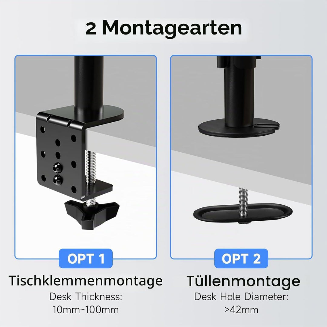 suptek Monitor Arm mit Laptop Halterung Volleinstellbar für 13"-27" Bildschirme Volleinstellbar (40c