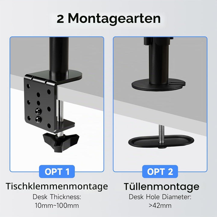 suptek Monitor Arm mit Laptop Halterung Volleinstellbar für 13"-27" Bildschirme Volleinstellbar (40c
