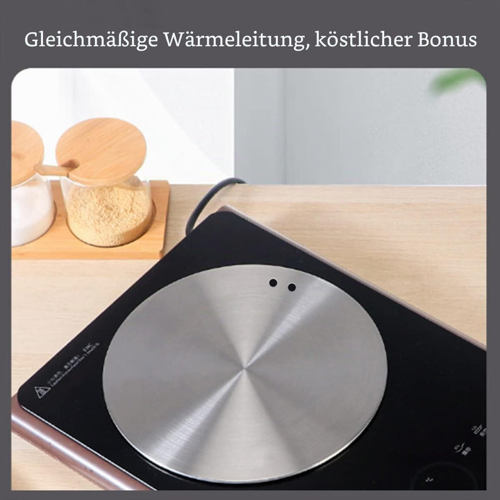 24cm Edelstahl Induktion Adapterplatte mit Abnehmbar Griff, Hitze Diffusor Induktions Platte Zwische