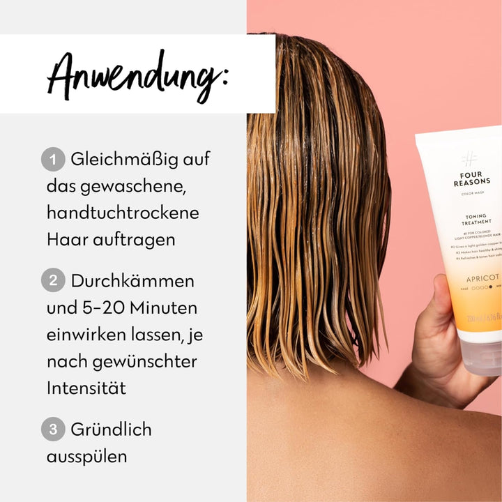 Four Reasons Farbmaske Tonisierendes Shampoo Aprikose farben 250 ML – Sulfatfreie Pigmentiertes Pfle
