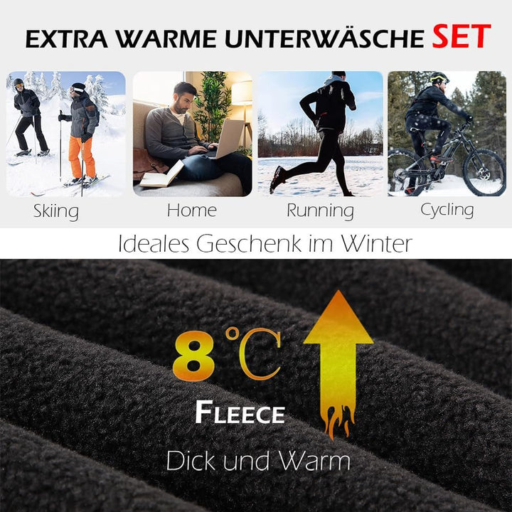 ACHTELEPHS Gefütterte Thermounterwäsche Set aus Baumwolle - Extra Warme Herren Funktionsunterwäsche