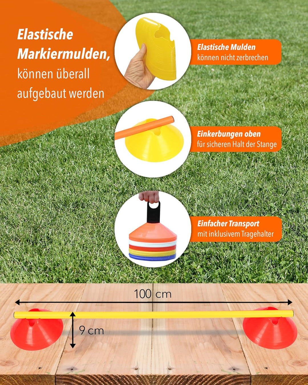 Mini-Hürden 10er Set & Stangen 100 cm – Cavaletti für Agility- & Koordinationstraining – Hürden & Sl