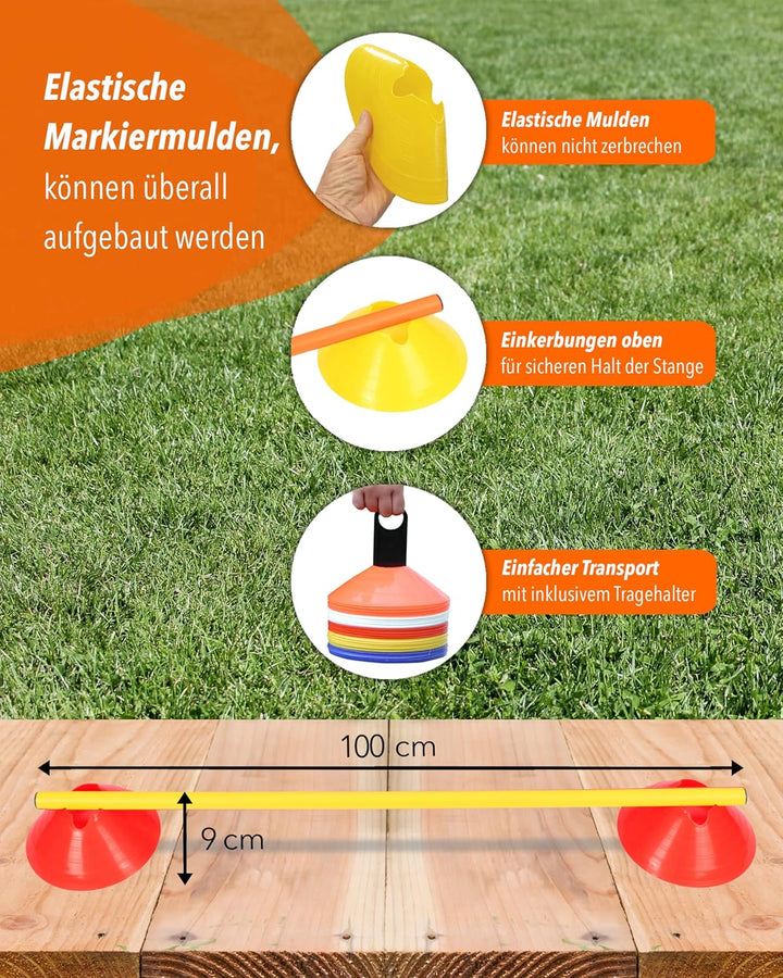 Mini-Hürden 10er Set & Stangen 100 cm – Cavaletti für Agility- & Koordinationstraining – Hürden & Sl