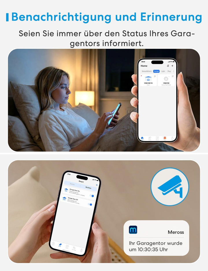 Meross Smart WLAN Garagentoröffner funktioniert mit Apple HomeKit, APP-Steuerung, Kompatibel mit Ale