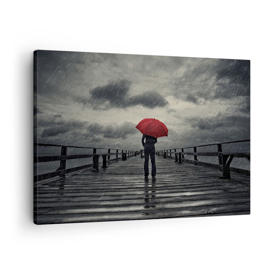 Bilder auf Leinwand Meer Brücke Sturm Leinwandbild mit Rahmen 70x50cm Wandbilder Dekoration Wohnzimm