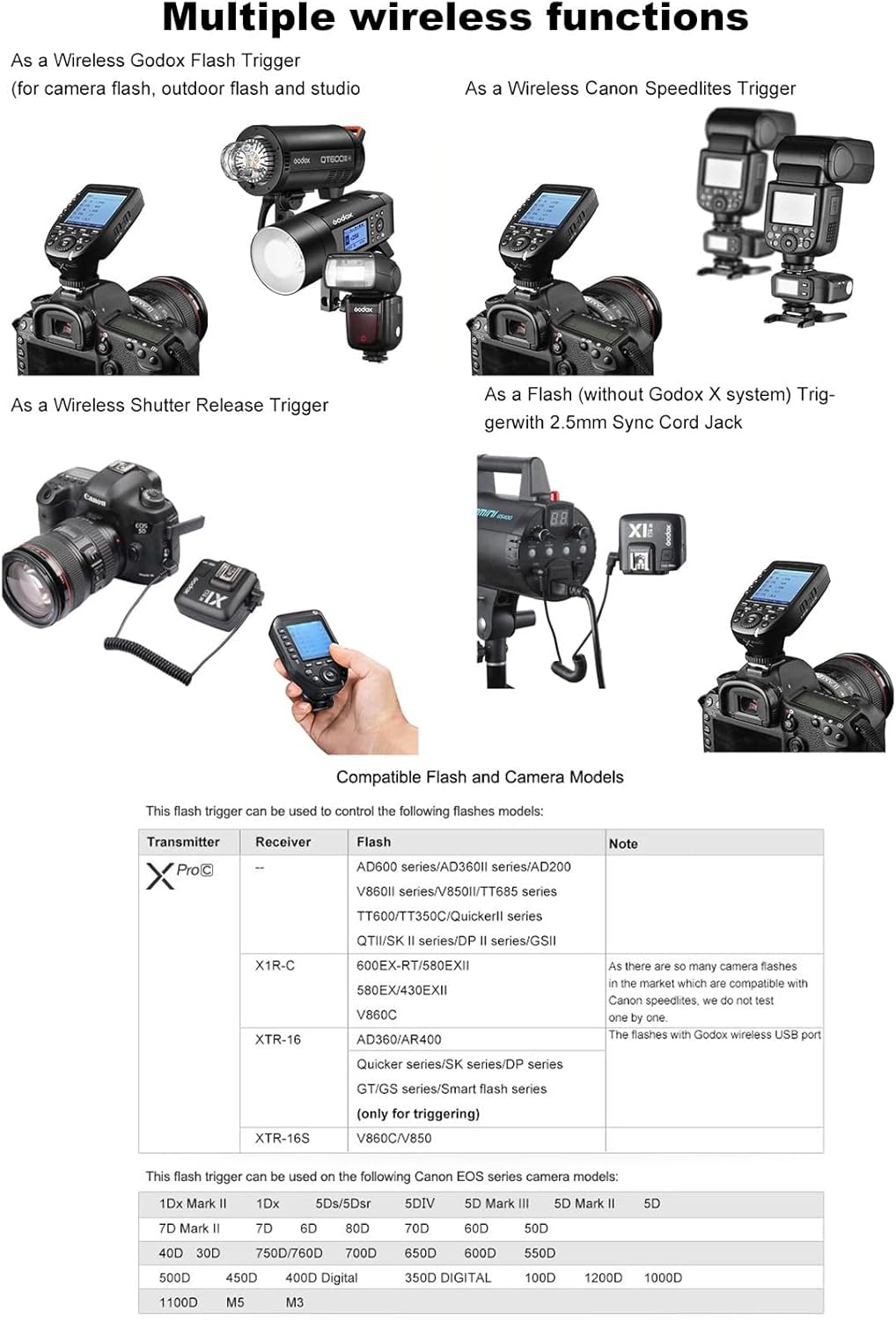 Godox Xpro-c E-TTL 2.4 G Wireless High Speed Sync 1/8000s X System HSS Blitzauslöser für Canon EOS K