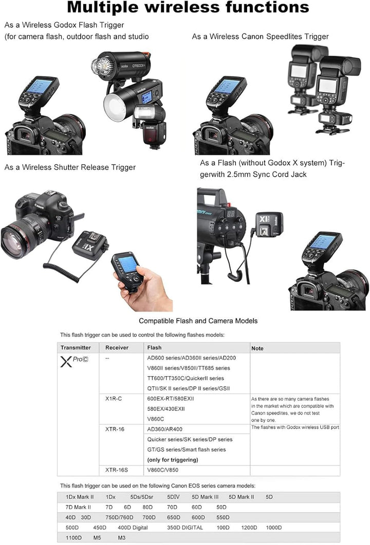 Godox Xpro-c E-TTL 2.4 G Wireless High Speed Sync 1/8000s X System HSS Blitzauslöser für Canon EOS K