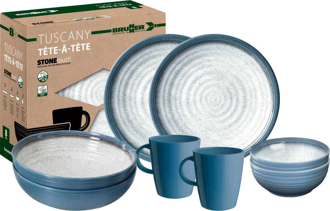 BRUNNER 0830143N.C5T Campinggeschirr Set für 2 Personen, Tête-À-Tête Tuscany, 8-teilig