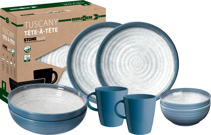 BRUNNER 0830143N.C5T Campinggeschirr Set für 2 Personen, Tête-À-Tête Tuscany, 8-teilig