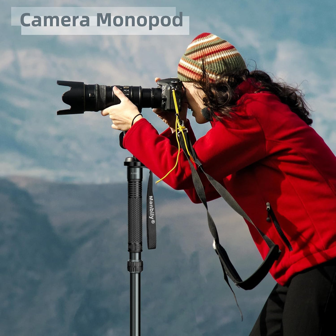 Manbily 32mm Einbeinstativ für Kameras 44cm-174cm aus Aluminium Monopod Stativ DSLR Reise-Einbeinsta