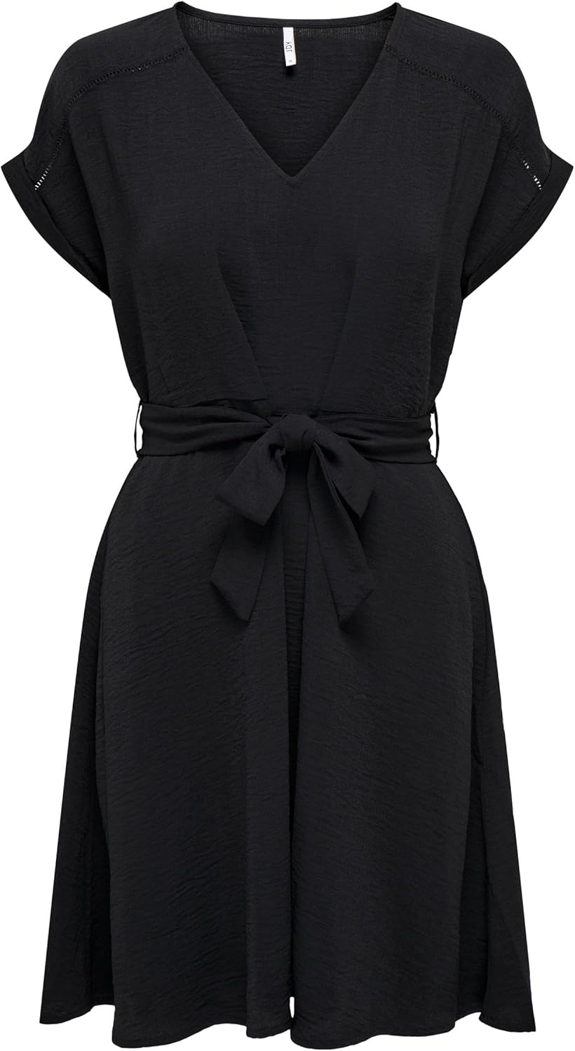 JdY Damen Jdyrachel S/S Dress WVN Kleid, Schwarz