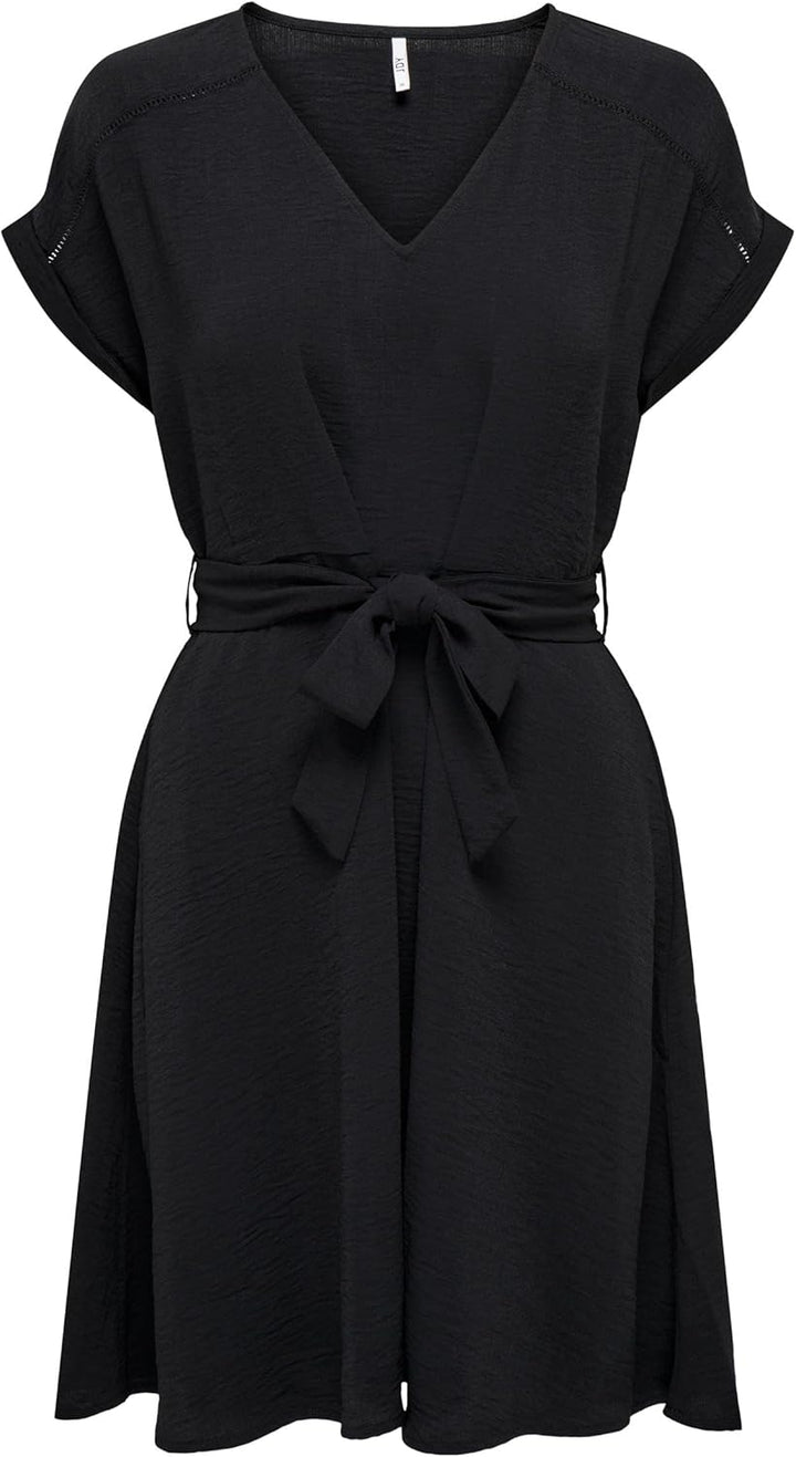JdY Damen Jdyrachel S/S Dress WVN Kleid, Schwarz