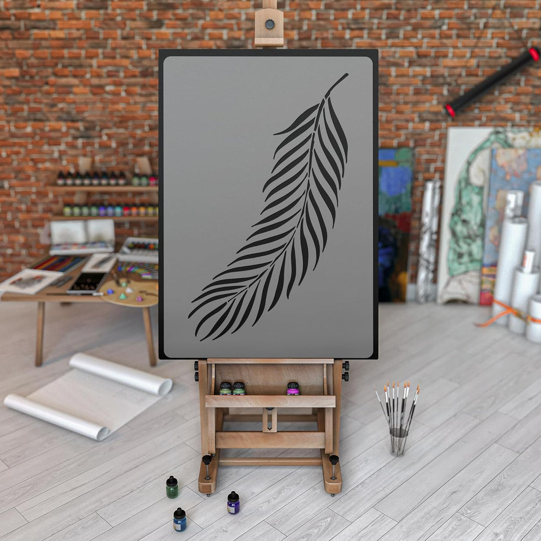 Wiederverwendbare Wandschablone aus Kunststoff // Tropisch - Palmblatt #1 - Wedel // Muster Schablon