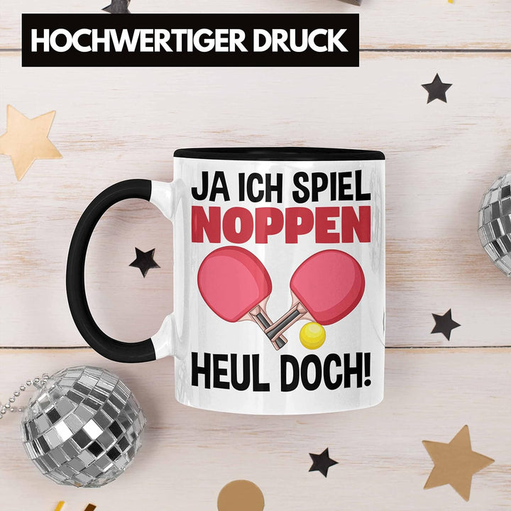 Trendation - Tischtennis Tasse Geschenk Grafik Tischtennis-Spieler Geschenkidee Spruch Lustig Ja Ich
