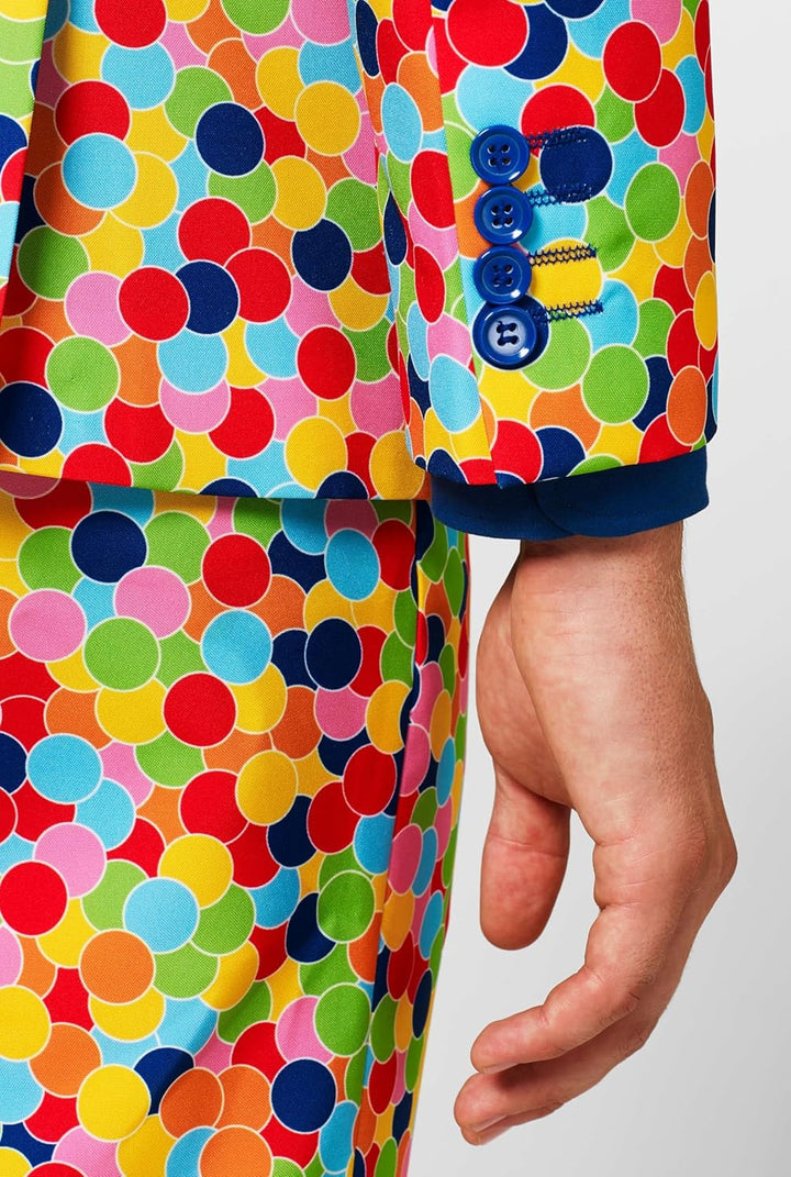 OppoSuits Karnevalskostüme Herren festlichem Druck Anzug mit Krawatte 38 Confetteroni, 38 Confettero