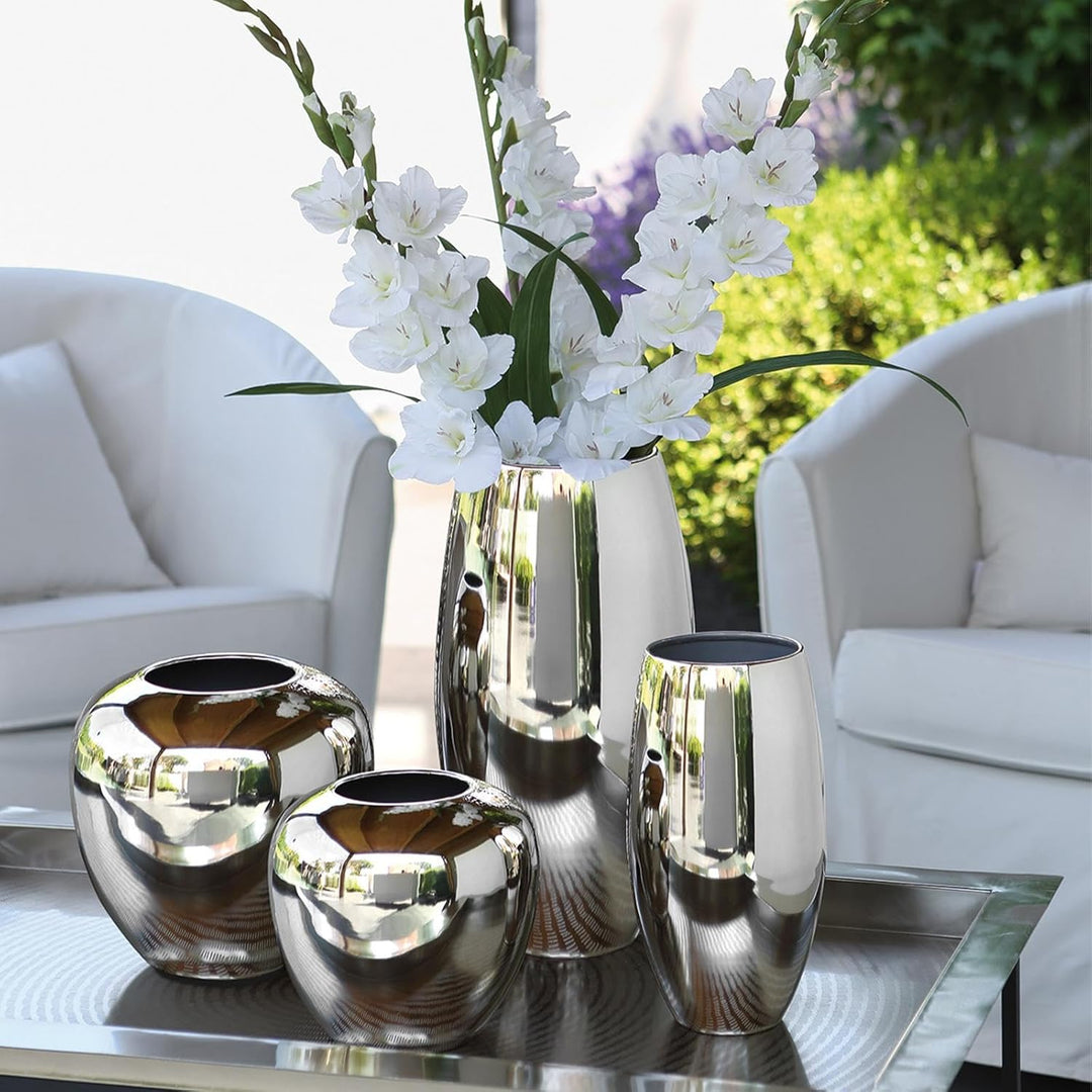 Fink LOSONE Vase, Glas, Silber, 20 x 20 x 20 cm 20 x 20 x 20 cm Silber, 20 x 20 x 20 cm Silber