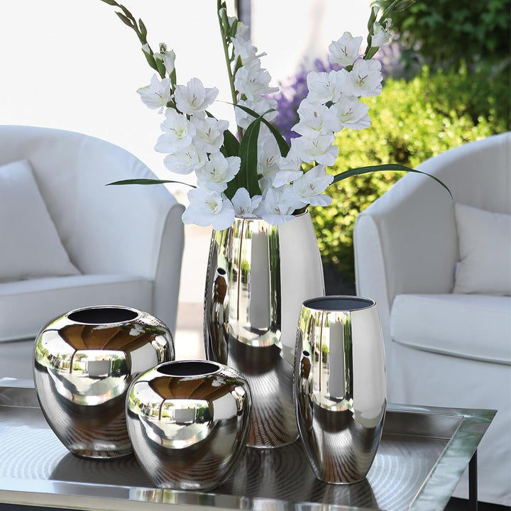 Fink LOSONE Vase, Glas, Silber, 20 x 20 x 20 cm 20 x 20 x 20 cm Silber, 20 x 20 x 20 cm Silber
