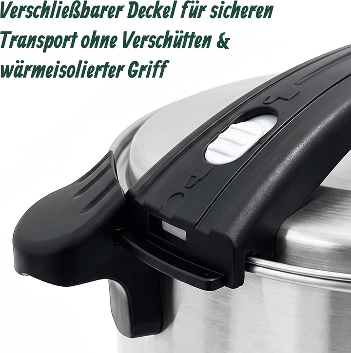 Relaxdays Glühweinkocher, 10 l, 30–110 °C, Zapfhahn, Thermostat, Silber | Füllstandsanzeige, Edelsta