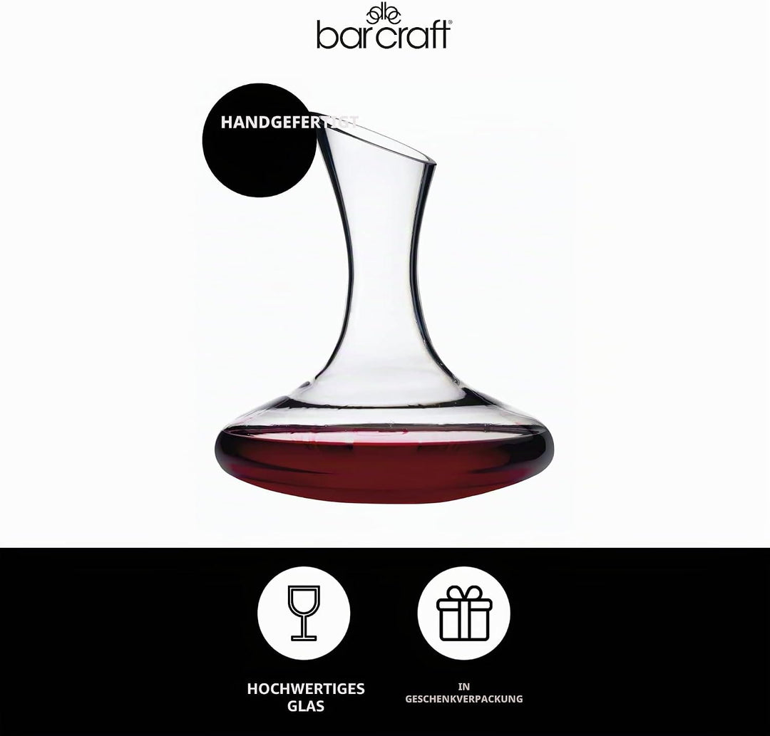 BarCraft Luxus Wein Dekanter Set in Geschenkbox, Glas, Transparent, 1,5 Liter Elegante, Elegante