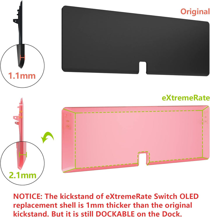 eXtremeRate Rückeite Case Gehäuse für Switch OLED Konsole,Custom DIY-Ersatz Hülle Back Cover mit Kic