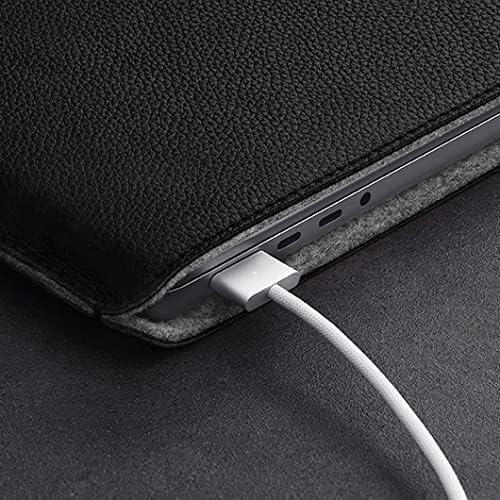 Woolnut Leder Sleeve Case Hülle Tasche für MacBook Pro 13 UNT Air 13/13.6 Zoll - Schwarz MacBook Pro