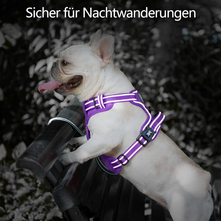 PoyPet Hundegeschirr ohne Zug, Reflektierendes Hundegeschirr für grosse Hunde ohne Würgen, verstellb