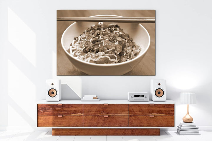 deyoli asiatische Nudelsuppe Effekt: Sepia, Format: 80x60 als Leinwandbild, Motiv fertig gerahmt auf